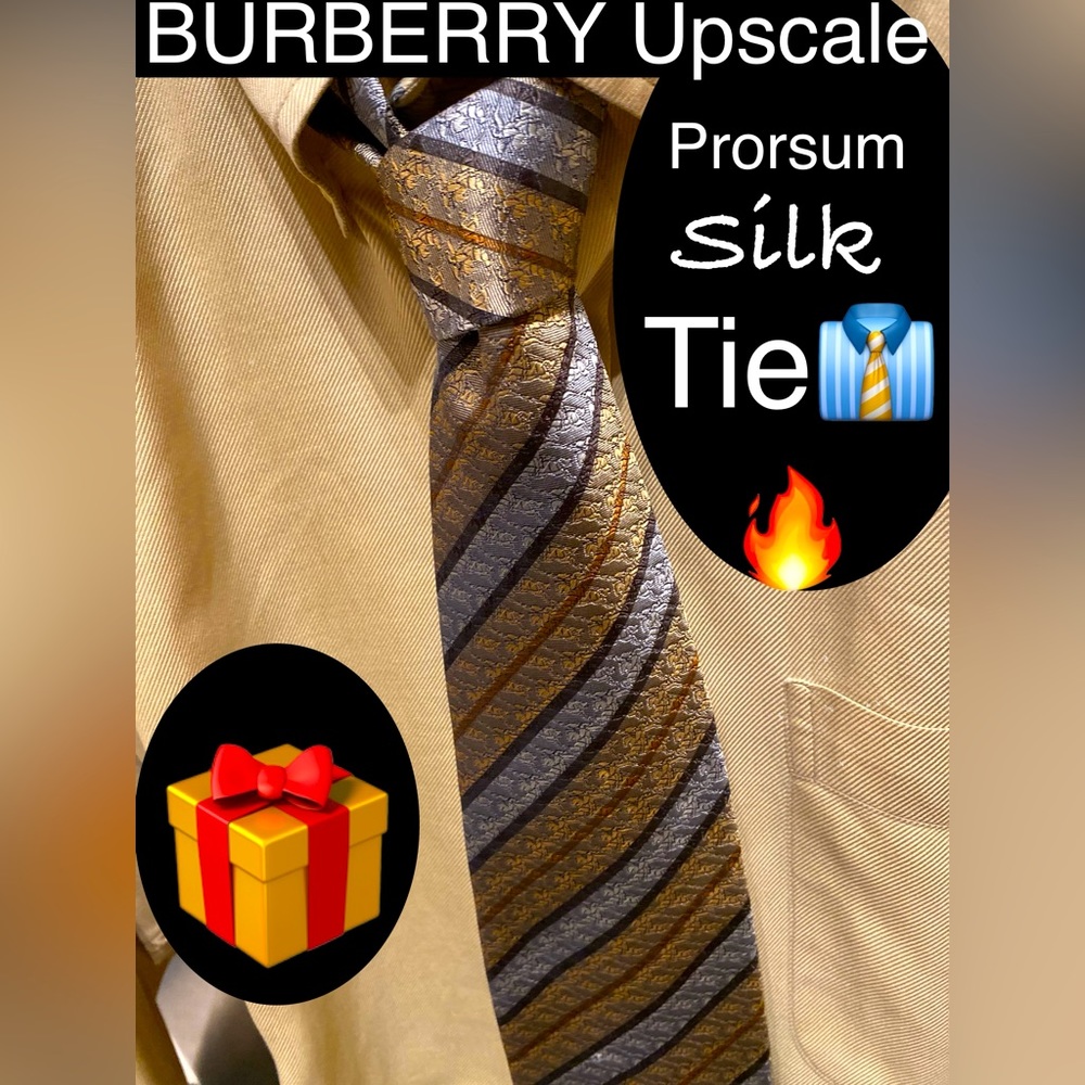 BURBERRY Upscale Prorsum Embossed Silk Tie🔥RARE🔥Made in🇮🇹Italy🔥MUST SEE!👀!